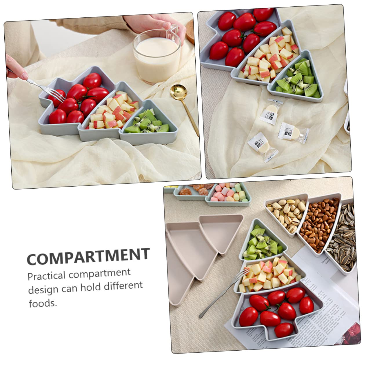 NOLITOY 6-Piece Christmas Tree Shaped Serving Tray Set - Reusable Plastic Snack Dish for Candy, Nuts, Fruits | Holiday Party Decor & Kitchen Serving Essentials