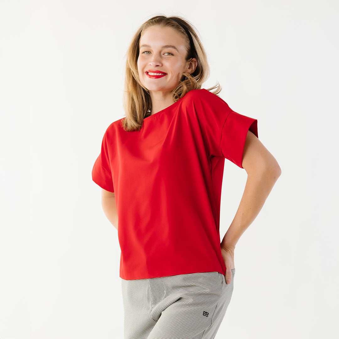 Premium Cotton Boss Tee in Crimson Red - Stylish Casual T-Shirt for Men - Perfect for Work, Outings & Everyday Wear