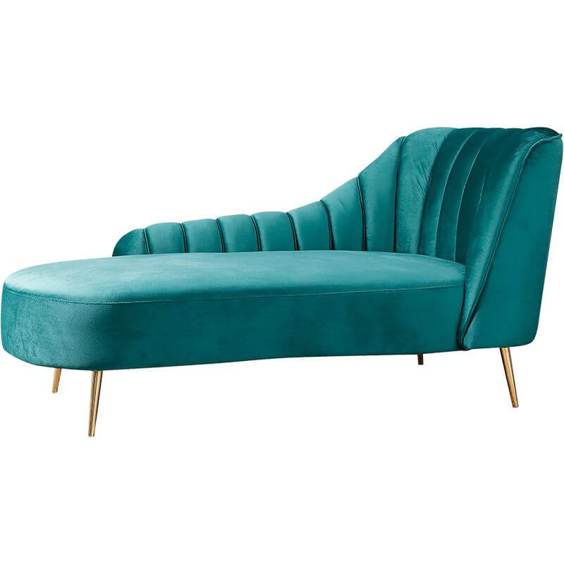 Art Deco Style Ergonomic Left/Right Hand Chaise Lounge - Lime Green for Bedroom - Perfect for Relaxing, Reading & Home Decor