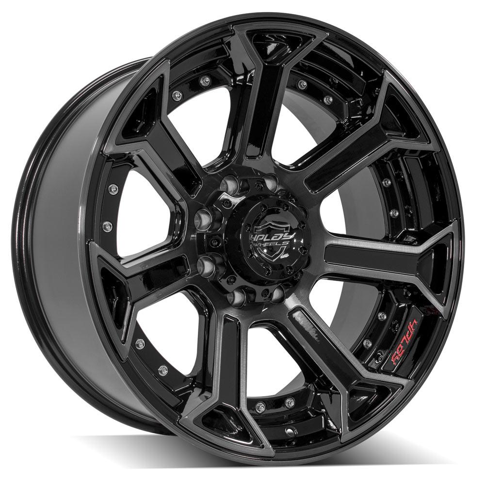 4Play Gen2 4P70 Gloss Black Wheels 22x10.0 8x170mm 124.9mm - Brushed Face & Tinted Clear Finish - Perfect for Ford F-250, F-350 Trucks and Off-Road Adventures