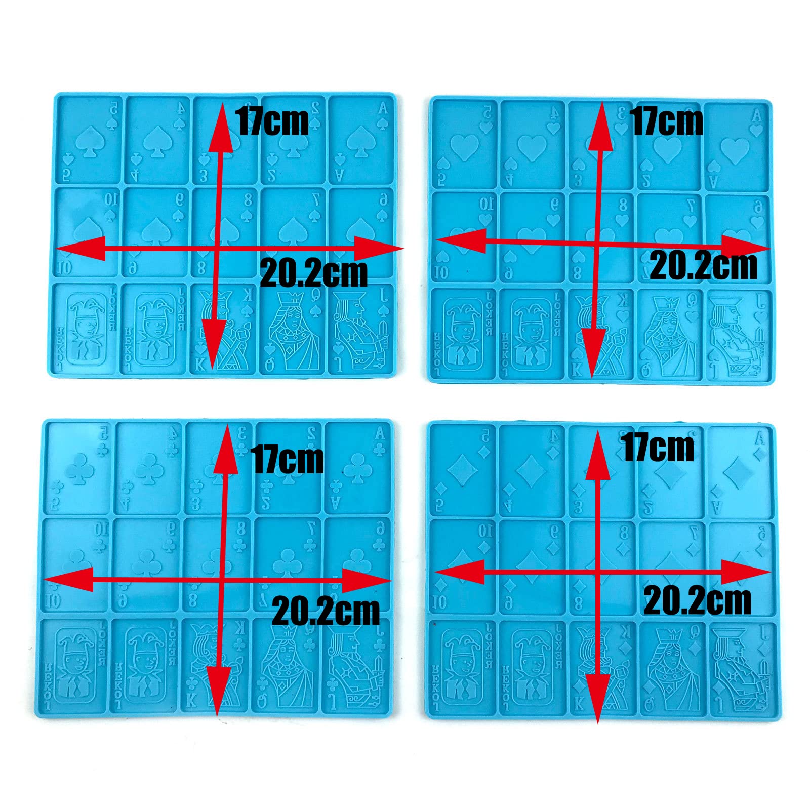 Premium Playing Card Resin Molds - 4PCS Large Silicone Casting Molds Kit for DIY Unique Playing Cards, Perfect for Epoxy Resin Art, Jewelry Making & Gift Crafting