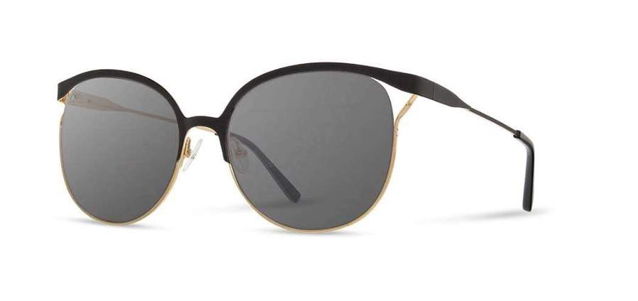 Shwood Odessa Metal Sunglasses - Obsidian & Gold Frame with Grey Lenses - Stylish UV Protection for Outdoor Activities & Driving