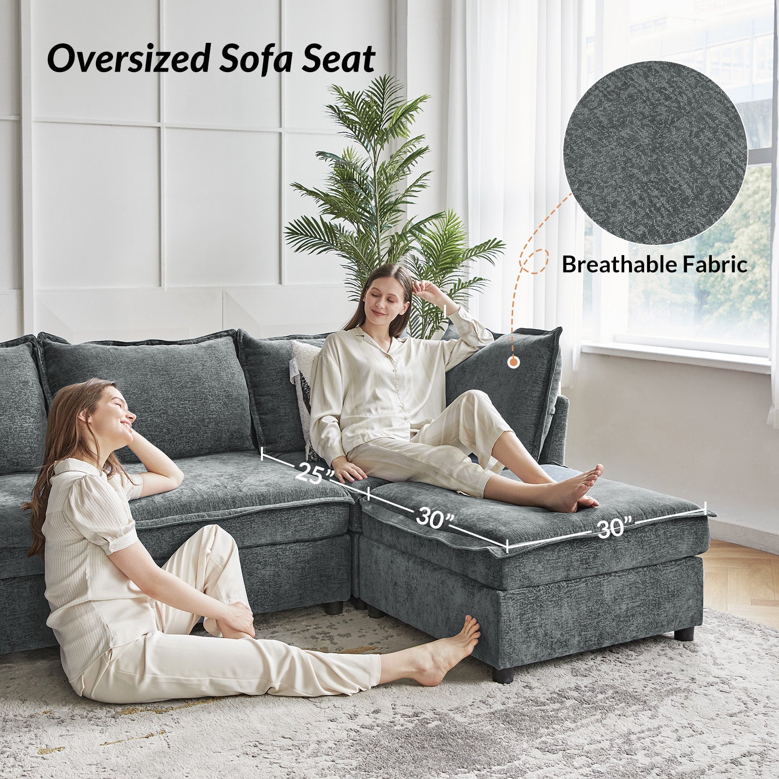 Harmetrix Oversized Soft Sectional Couch with Storage | Modern L-Shaped Sofa Bed with Hidden Compartment | Perfect for Living Room, Family Room & Small Spaces