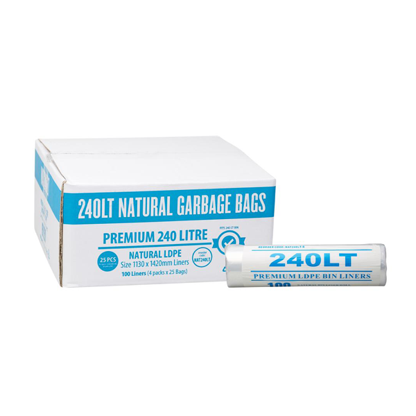 Premium Clear 240Lt Roll Trash Bags - Heavy Duty Garbage Liners for Kitchen, Office & Outdoor Use - Leak Proof & Tear Resistant