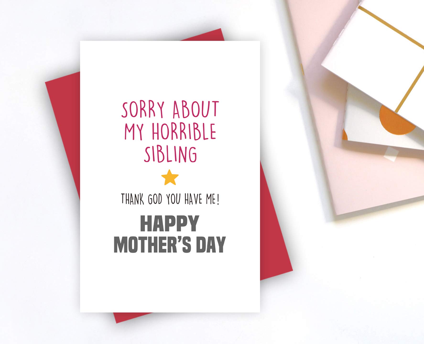 Funny Mother's Day Card - Humorous Thank You Greeting Card for Mom - Sibling Love Card - Perfect for Birthday, Anniversary & Special Occasions