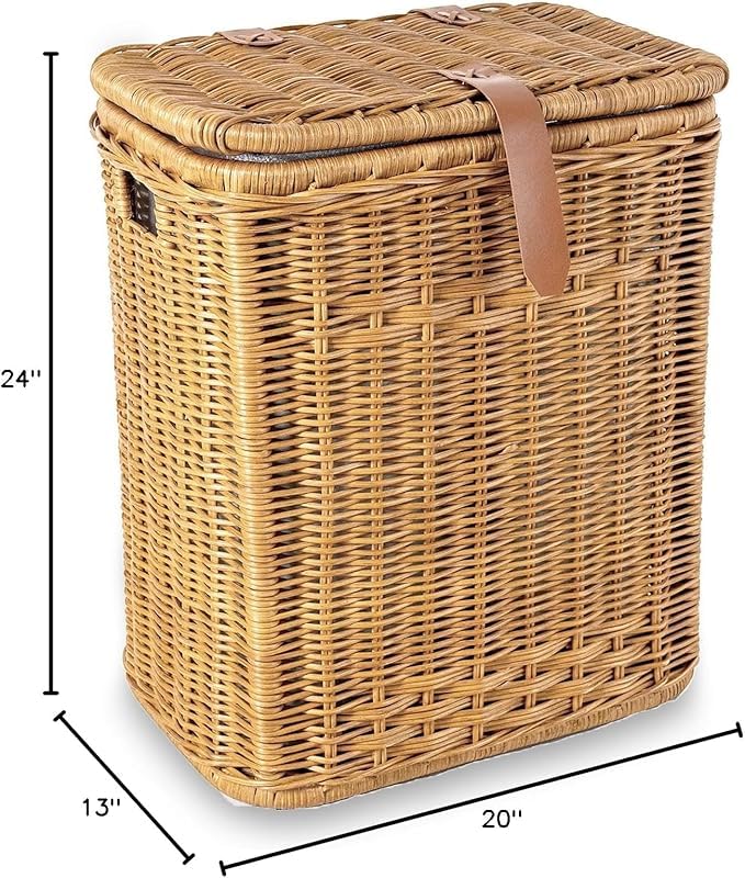 Divided Wicker Recycling Basket with Removable Metal Liner - 20