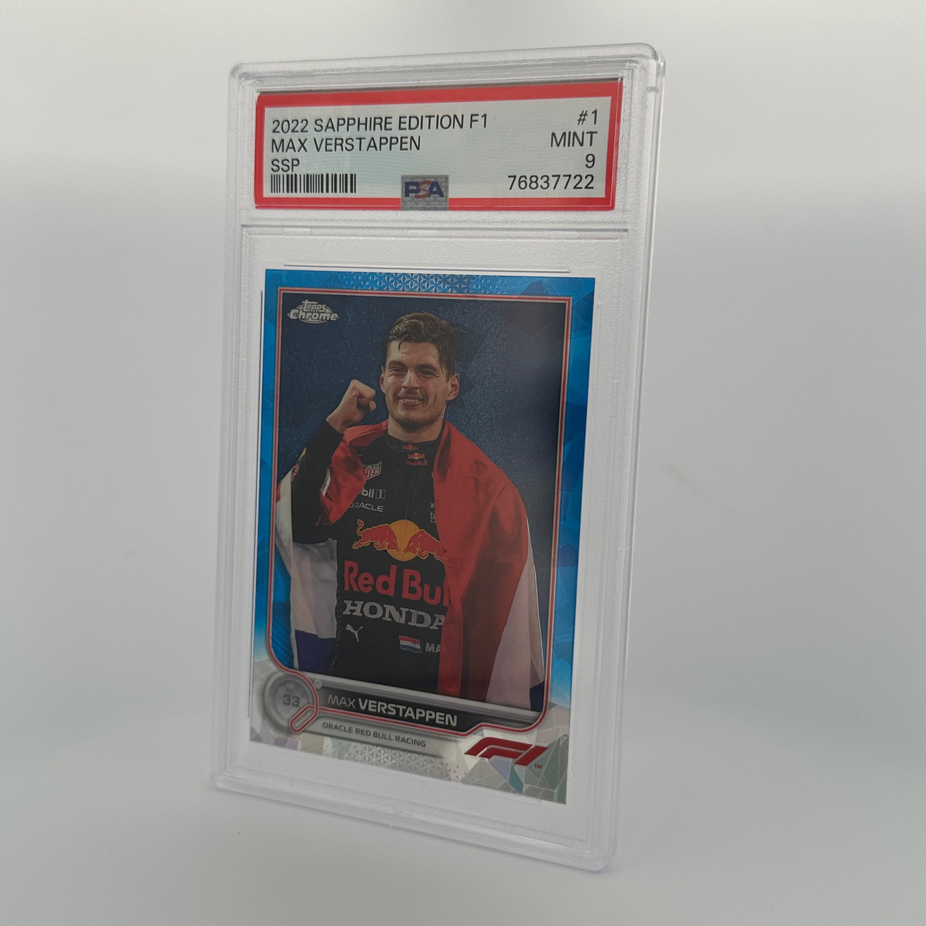 PSA 9 MAX VERSTAPPEN #1 SAPPHIRE EDITION SSP - Rare Collectible Trading Card for F1 Fans & Sports Memorabilia Collectors - Perfect for Display, Investment & Racing Enthusiasts