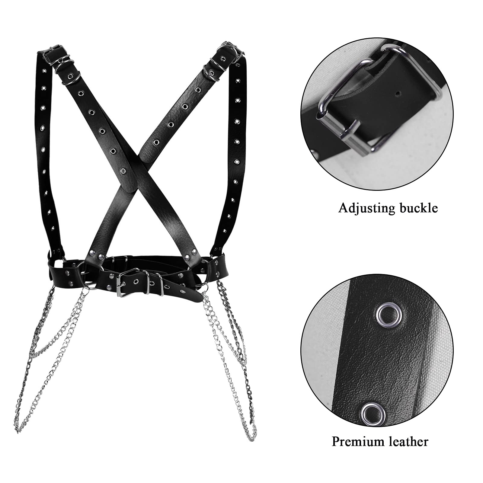 Women's Punk Leather Harness Top - Gothic Bra Corset for Halloween, Rave & Dance Costume | Edgy Fashion Accessory for Parties & Nightlife