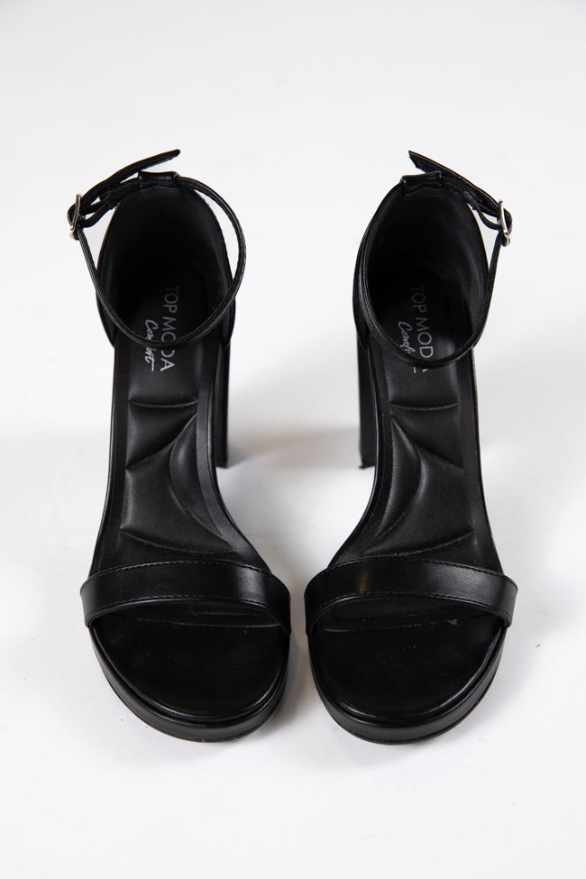 Shivani Women's Black Leather High Heels - Elegant Dress Shoes for Parties, Weddings & Office Wear | Final Sale