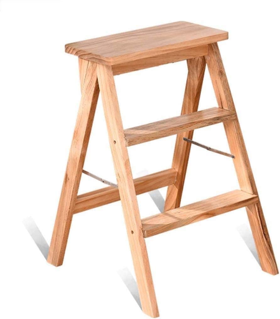OKUOKA Solid Wood Creative Stool - Foldable Step Stool for Home, Kitchen, Living Room | Portable Wooden Step Ladder with Dual Function | Perfect for Reaching High Shelves, Decorating, and Household Chores