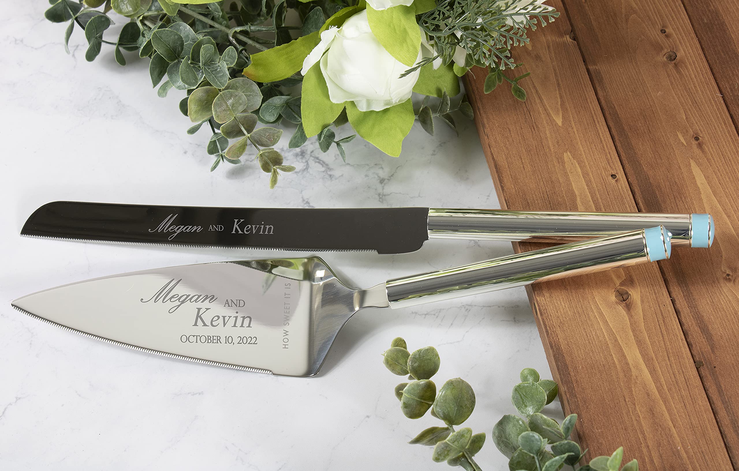 Kate Spade Bridal Take the Cake Personalized Wedding Cake Knife and Server Set - Custom Engraved Cake Cutting Gift for Bride & Groom - Perfect for Wedding, Anniversary & Bridal Shower Celebrations