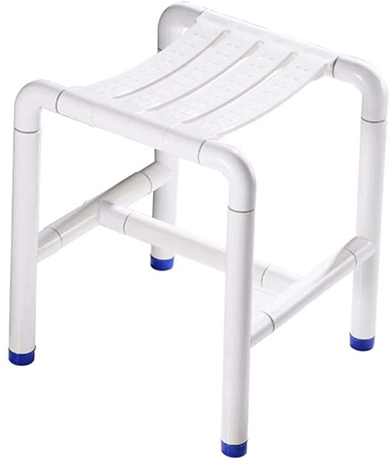 Non-Slip Padded Shower Transfer Bench with Backrest - Adjustable Bath Stool for Elderly & Disabled - Stainless Steel Shower Chair for Toilet & Bathroom Safety - Ideal for Assisted Bathing & Mobility Support (White)