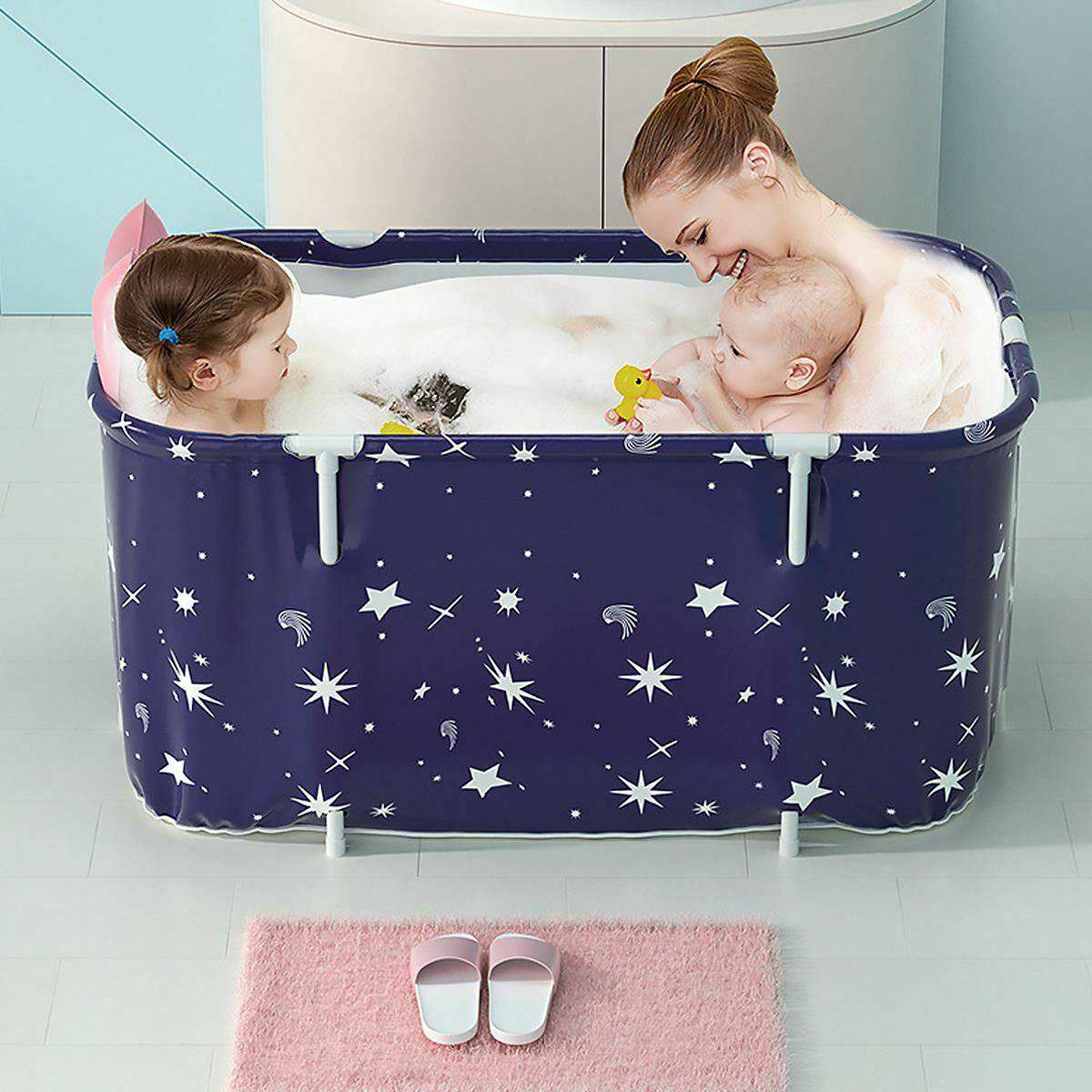 120CM Large Folding Bathtub Barrel for Adults - Portable Spa Sauna Tub for Home Relaxation, Perfect for Family Bath Time and Stress Relief