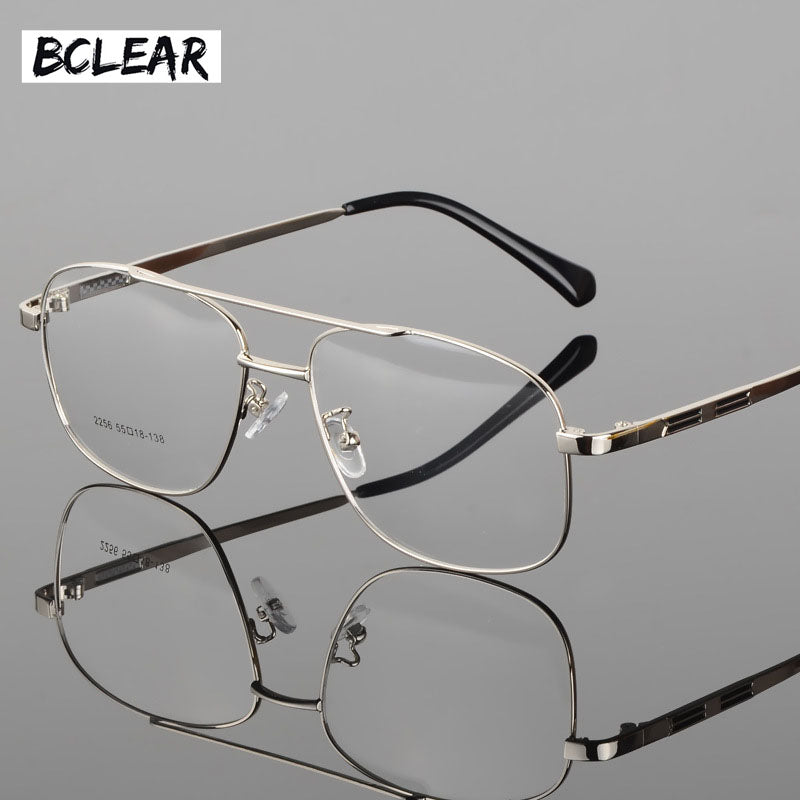Bclear Classic Alloy Men's Eyeglasses - Double Bridge Design for Big Face - Perfect for Reading, Driving & Everyday Use