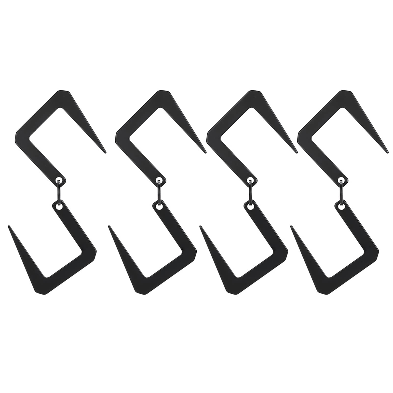 4-Pack Stainless Steel Outdoor Camping Hooks - Heavy Duty 2-Way Storage Hooks with Detachable Metal Connectors for Backpacks, Gear & Tent Accessories | Perfect for Hiking, RV Trips & Garage Organization
