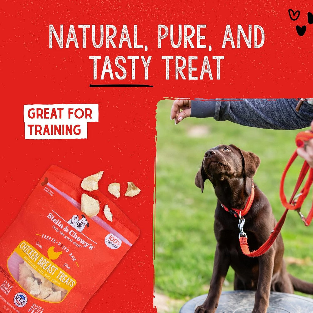 Freeze Dried Chicken Breast Dog Treats - All Natural, High Protein Training Snacks for Small & Large Dogs - Perfect for Obedience Training, Travel & Outdoor Adventures