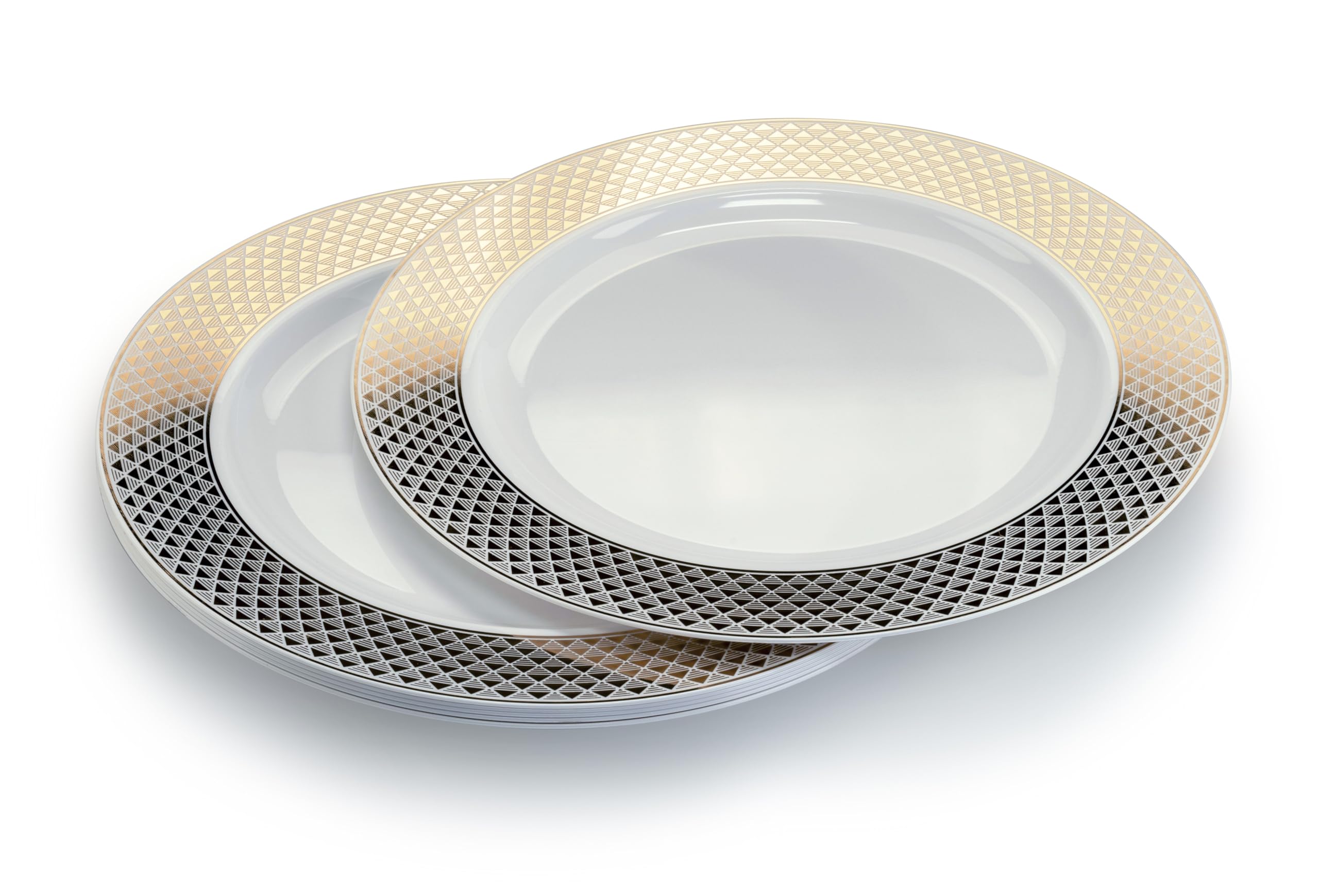 60-Piece Heavyweight Disposable Plastic Plates & Bowls Set - 14oz Soup Bowls in Elegant White & Gold for Weddings, Parties & Celebrations | Perfect for Catering, Events & Special Occasions