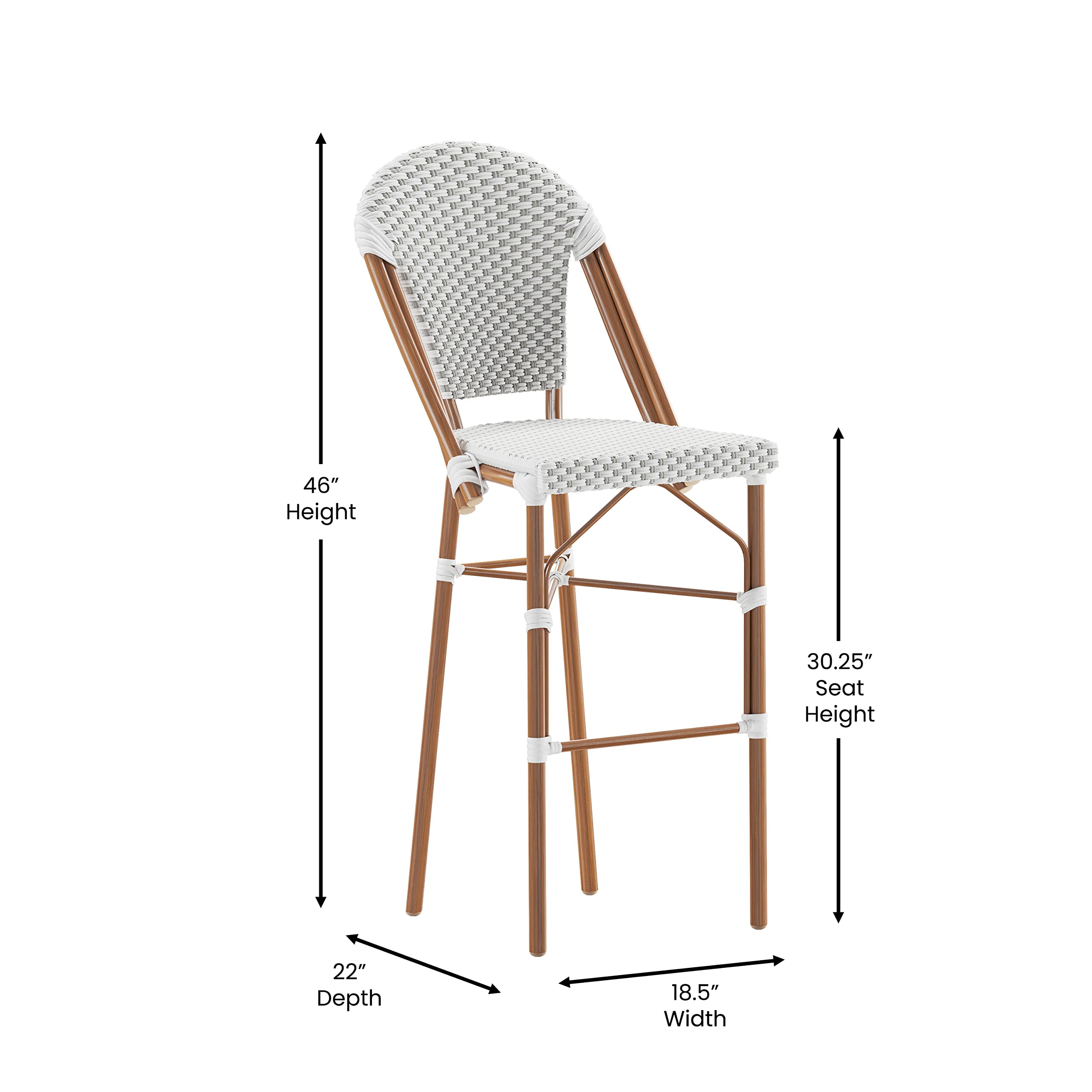 Flash Furniture Lourdes Commercial Grade Bistro Bar Stools, Set of 2 - 30