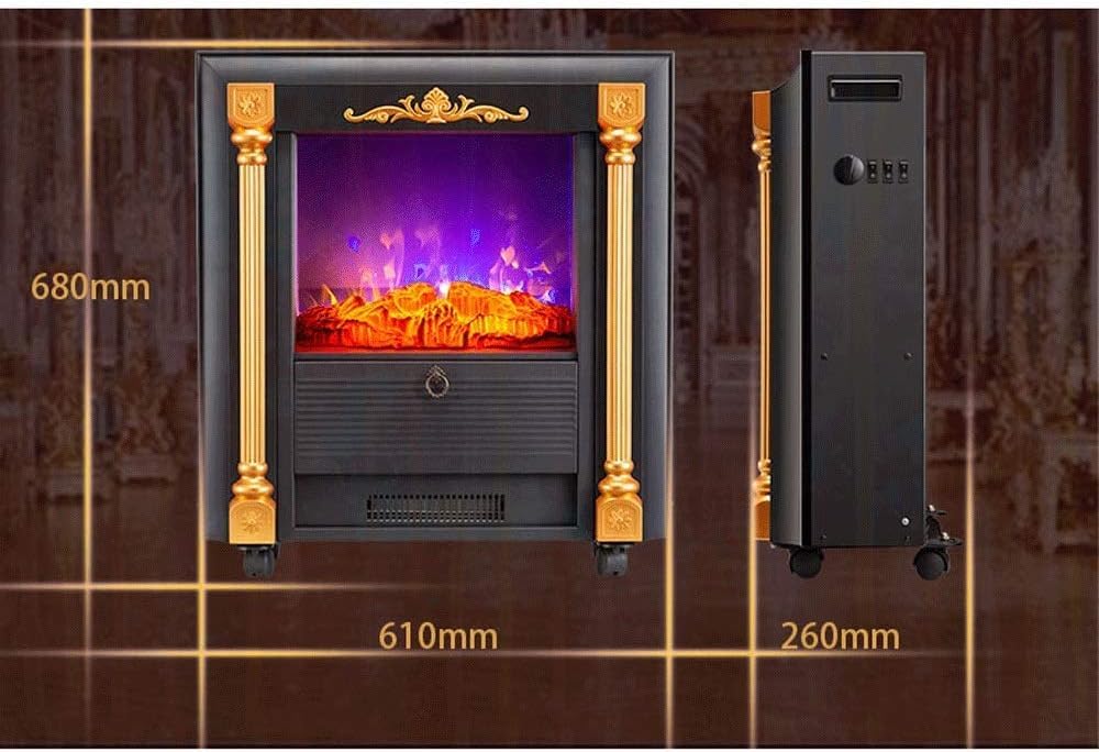 1500W Electric Fireplace Heater with Realistic Flame Effect - Freestanding Indoor Stove Heater with Overheat Protection - Perfect for Living Room, Bedroom & Office Warmth