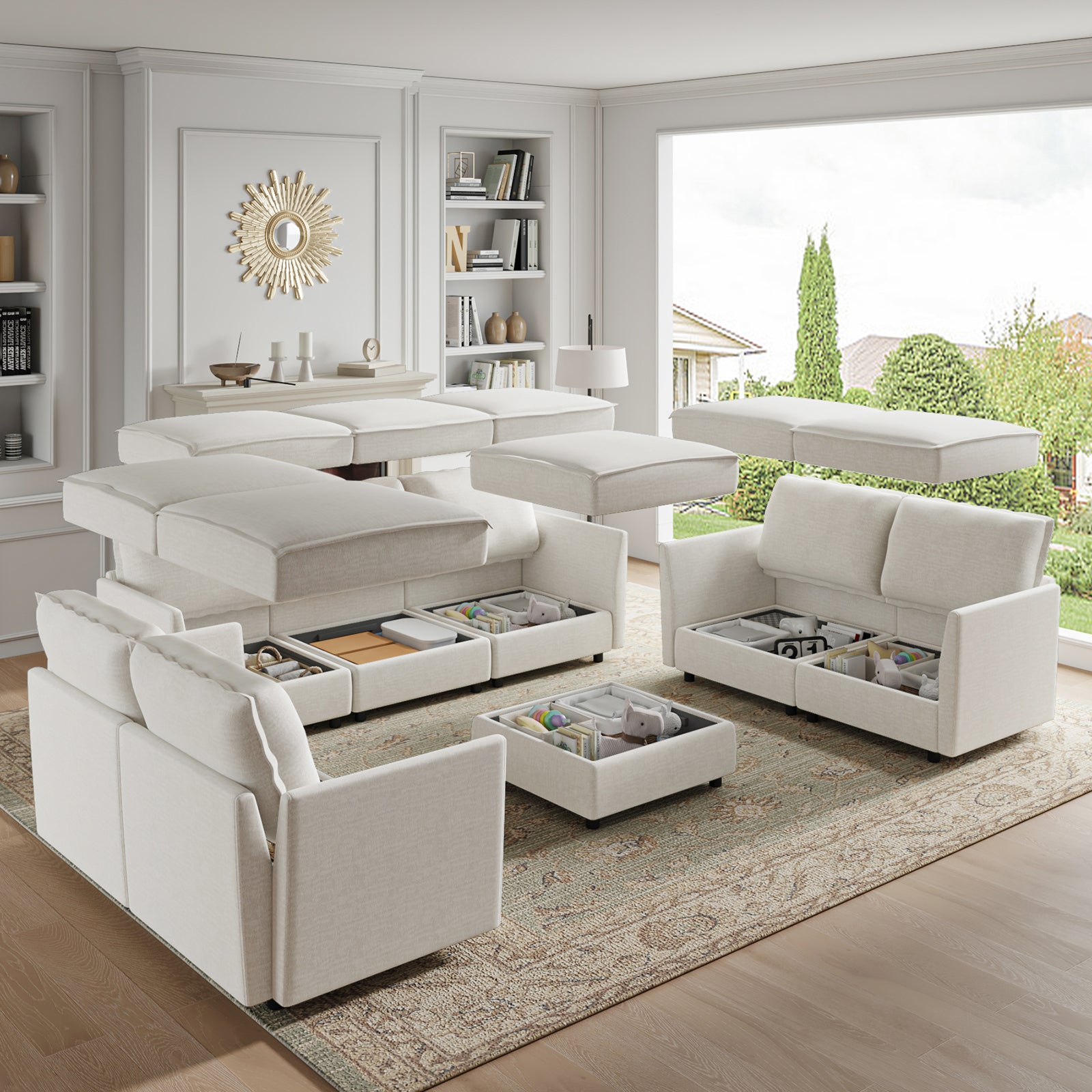 Harmetrix Oversized Soft Sectional Couch with Storage | Modern L-Shaped Sofa Bed with Hidden Compartment | Perfect for Living Room, Family Room & Small Spaces