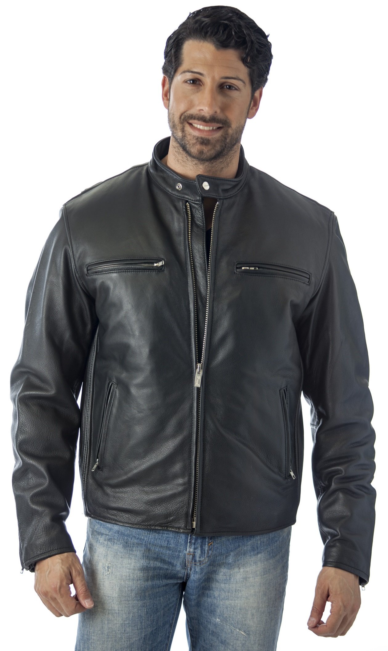 REED Men's Biker Jacket - Genuine Imported Naked Cow Leather, Removable Zip-Out Lining, Stylish Motorcycle Jacket for Riding & Casual Wear