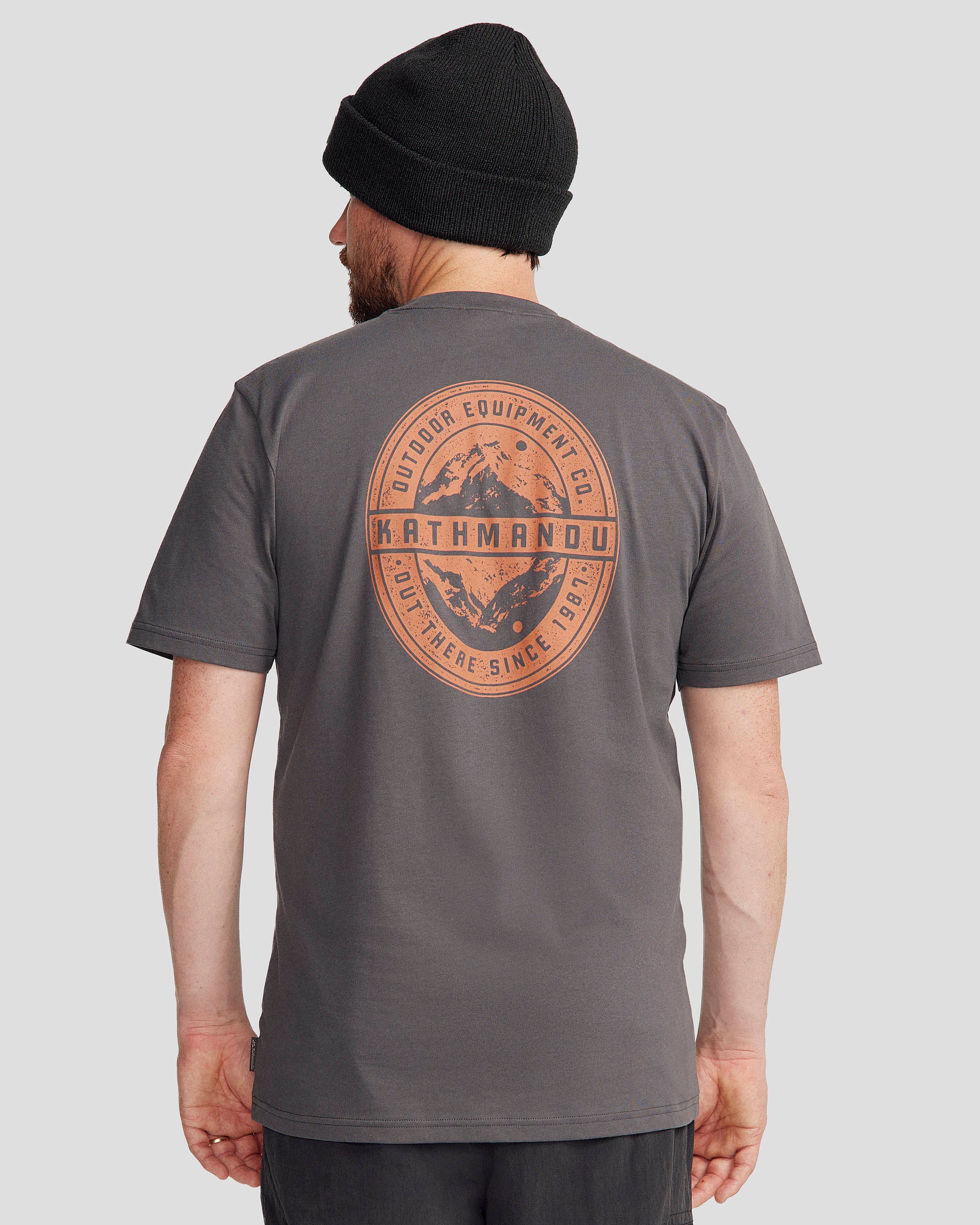 Organic Cotton Men's Outdoor T-Shirt - Breathable & Comfortable for Hiking, Camping & Casual Wear - Shale Color