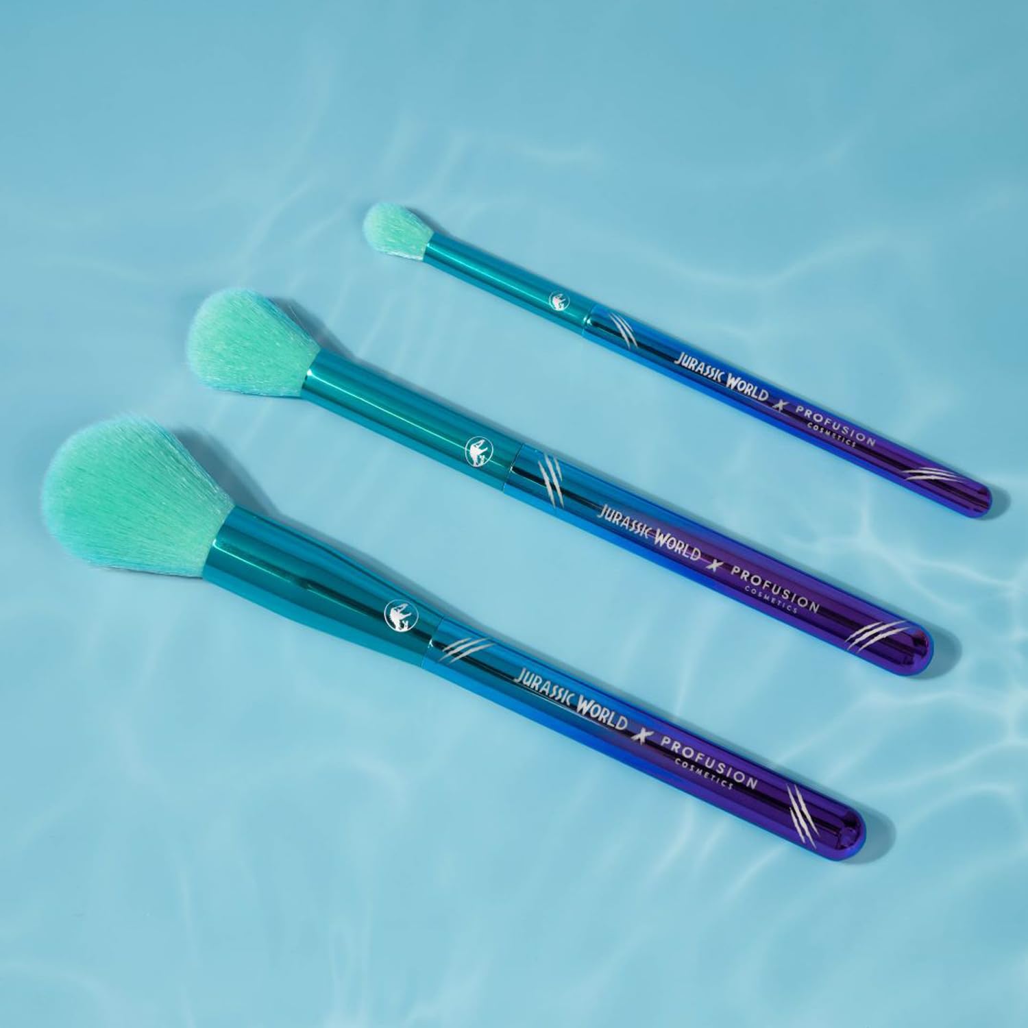 Profusion Cosmetics Jurassic Makeup Collection - 3 Piece Face & Eye Brush Set for Flawless Makeup Application | Perfect for Daily Use, Travel & Professional Makeup Artists