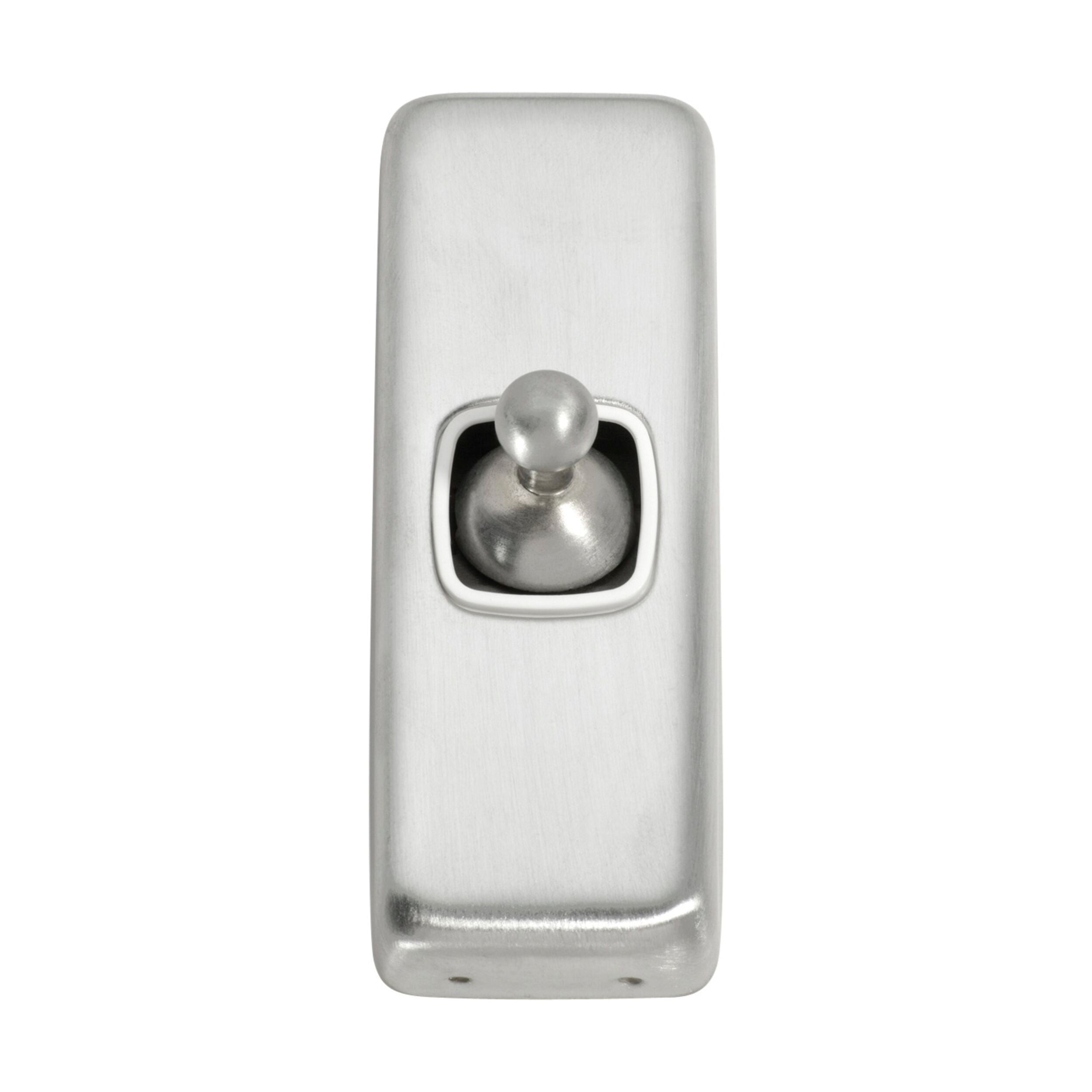 5970 1 Gang Toggle Light Switch Plate - White Satin Chrome Finish - 82mm x 30mm (HxW) - Perfect for Home, Office & Commercial Electrical Upgrades