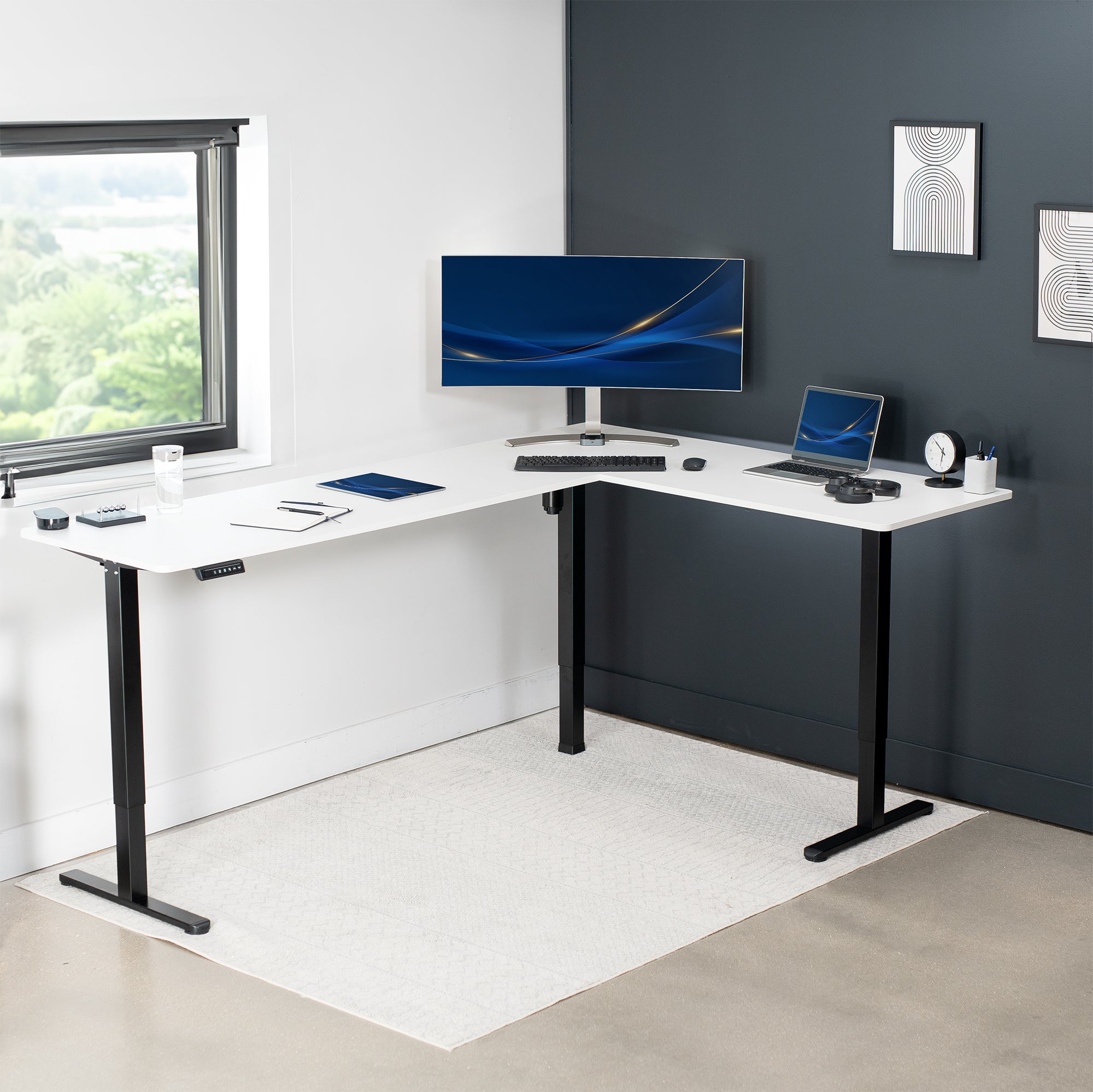 E3 Series Corner Electric Standing Desk - Adjustable Height Home Office Desk for Work & Study | Perfect for Small Spaces & Ergonomic Workspaces