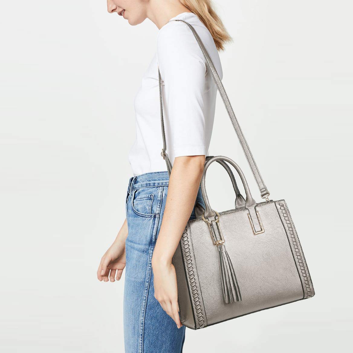 Dasein Vegan Leather Handbags for Women - Stylish Satchel Shoulder Bags & Matching Clutch Set | Perfect Work Tote & Everyday Purse for Office, Travel & Shopping