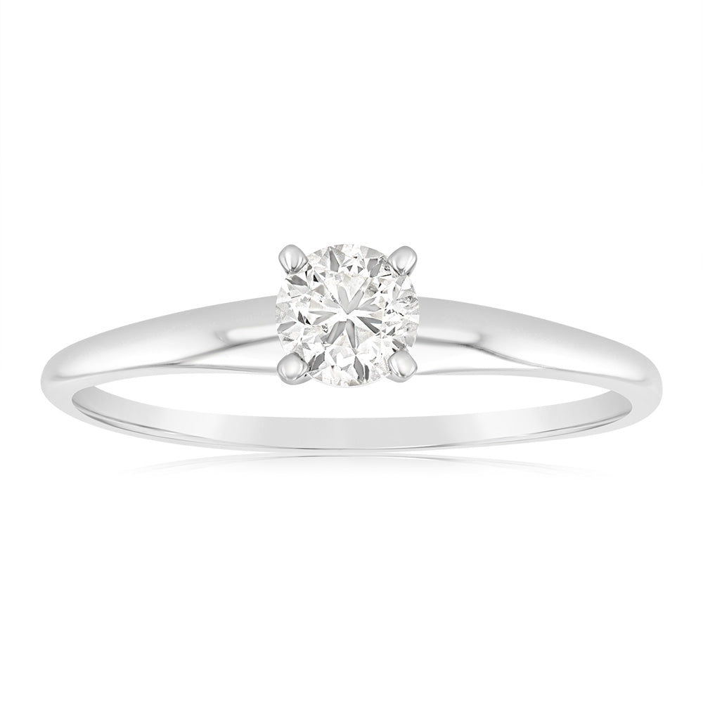 14K White Gold Solitaire Ring with 0.50 Carat Brilliant Cut Diamond - Elegant Engagement Ring for Women, Perfect for Proposals, Anniversaries & Special Occasions