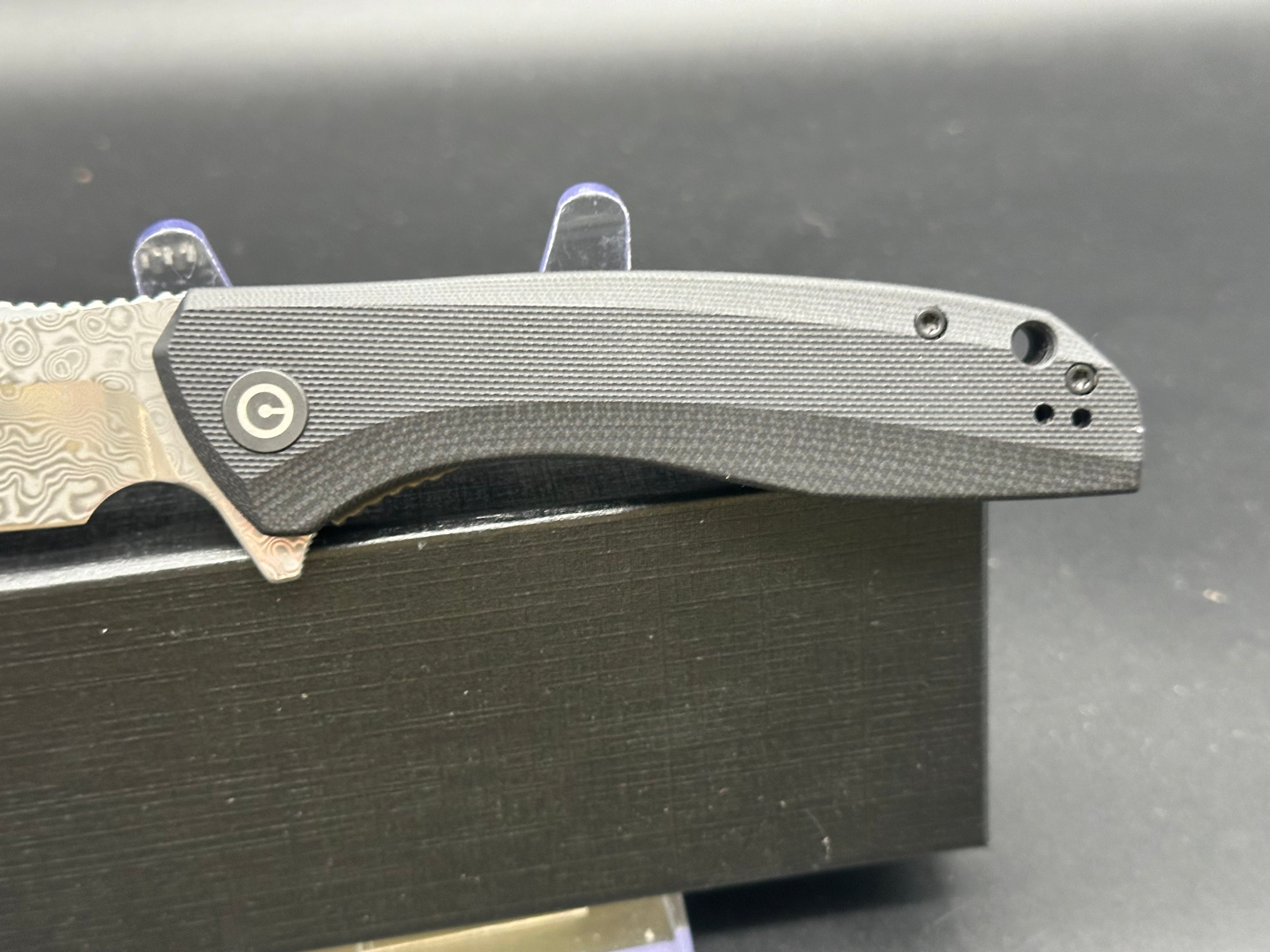 Civivi Backlash Folding Knife - Black G10 Handle with Damascus Steel Blade - EDC, Outdoor, Camping & Survival Gear