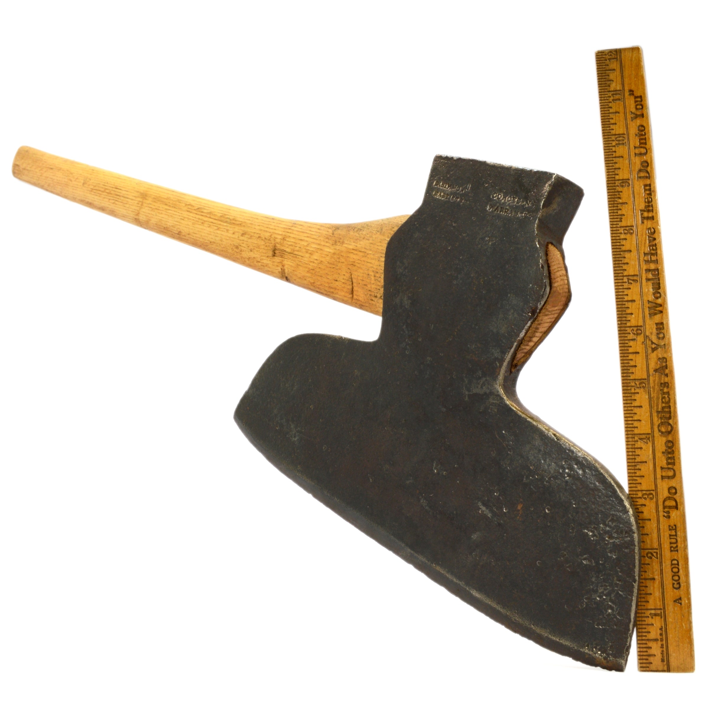 Vintage Antique Hewing Broad Axe - Pennsylvania Pattern by Daniel Simmons & Co. with Original Handle c.1848 - Perfect for Woodworking, Timber Framing & Historical Reenactments