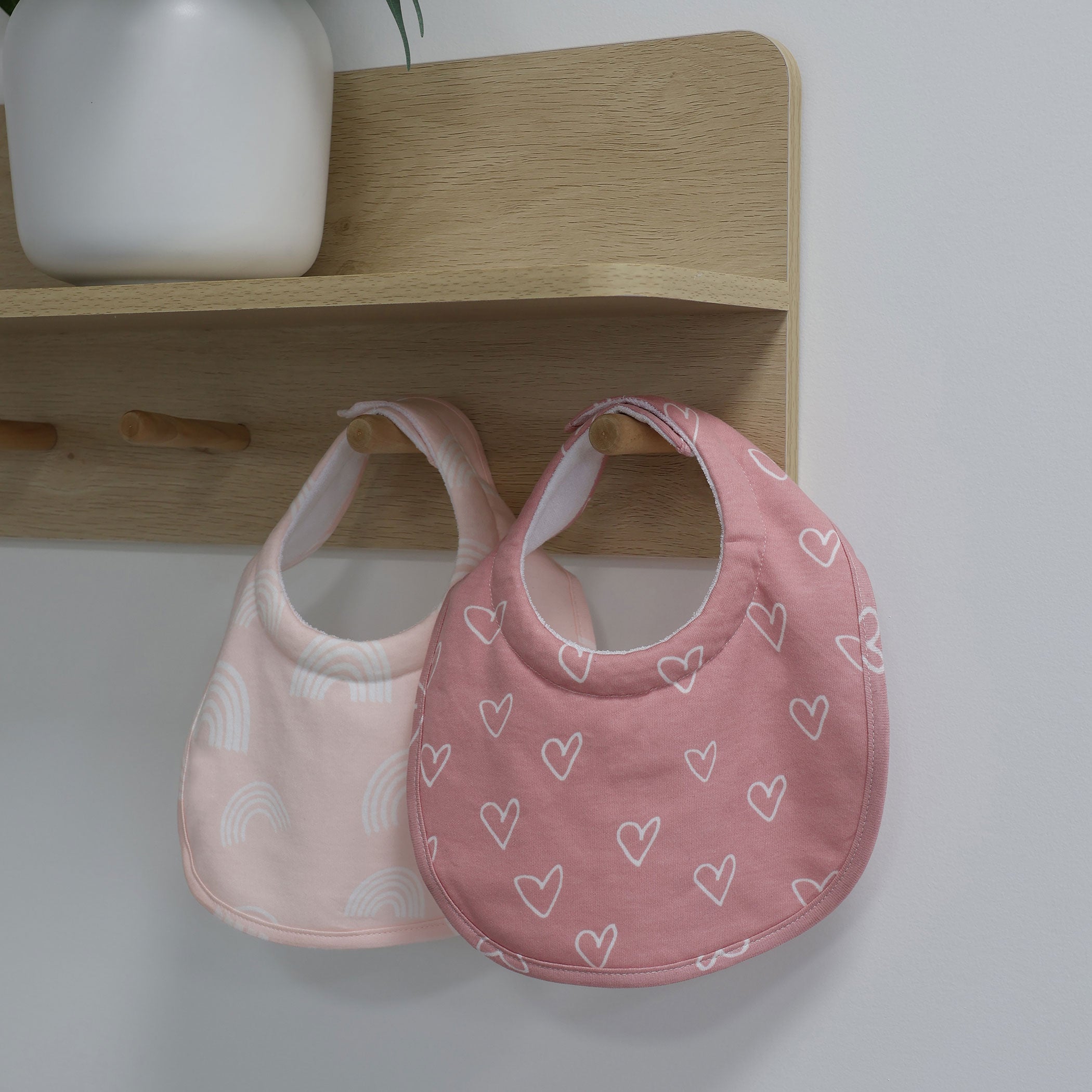 Nordic Style 2-Pack Dribble Bibs for Babies - Dusty Berry & Rose | Soft & Absorbent Drool Bibs for Teething, Feeding, and Everyday Use