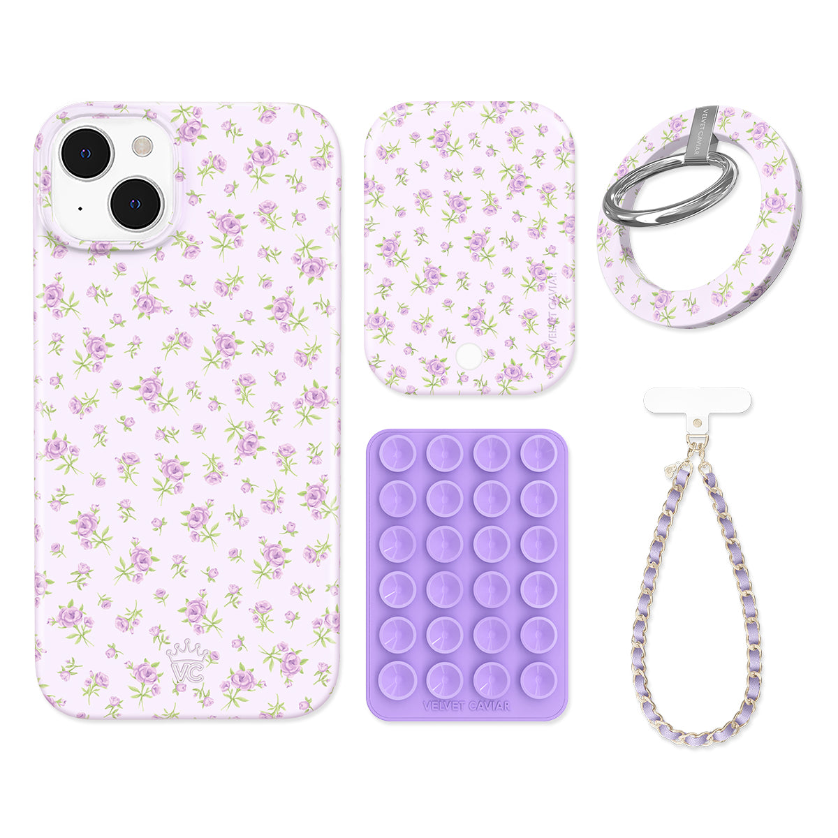 Elegant Lilac Floral iPhone Case with Grip - Stylish Protective Cover for iPhone 13/14/15 Pro Max - Perfect for Everyday Use, Work & Travel