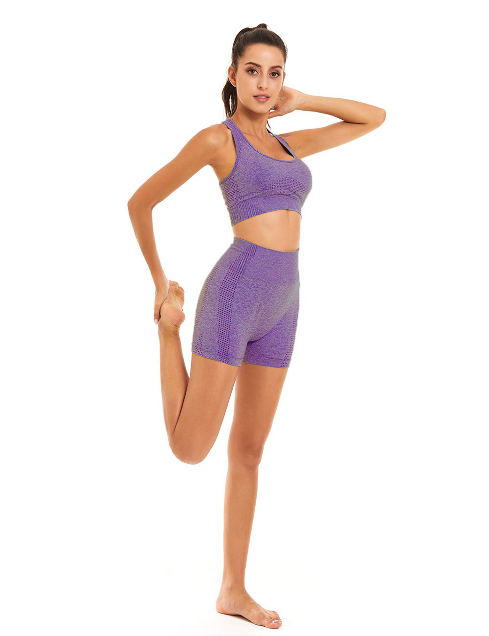 Women's Seamless Yoga Workout Set - 2 Piece Gym Outfit with Sports Bra & Shorts | Comfortable Activewear for Yoga, Pilates & Fitness Training