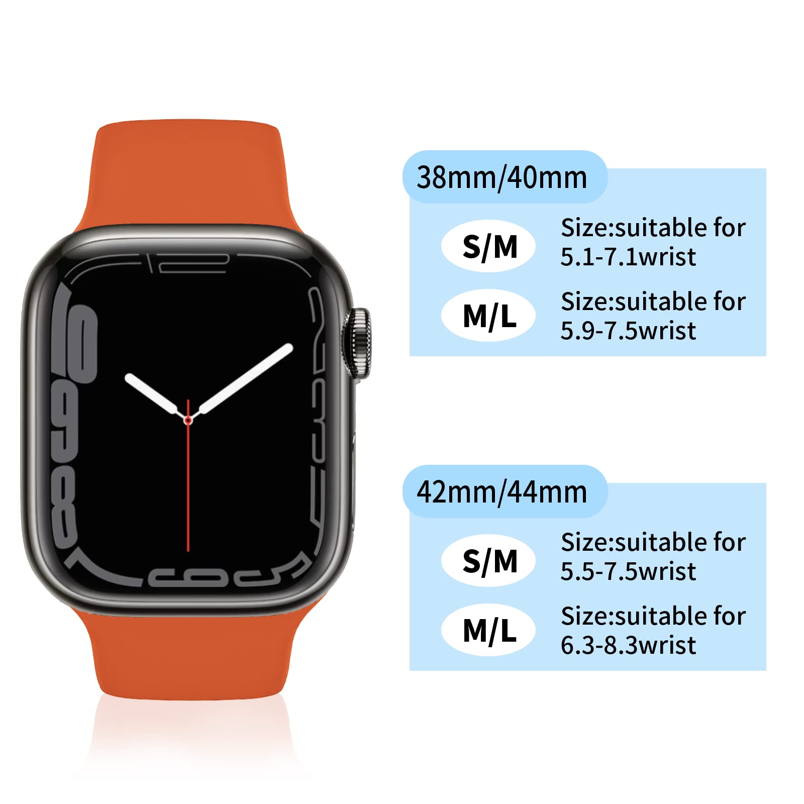 Premium Soft Silicone Sport Replacement Band for Apple Watch Series 1-9, SE, Ultra & Ultra 2 - Compatible with 38mm/40mm/41mm/42mm/44mm/45mm/49mm - Durable & Comfortable Strap for Men & Women - Perfect for Workouts, Running & Everyday Wear