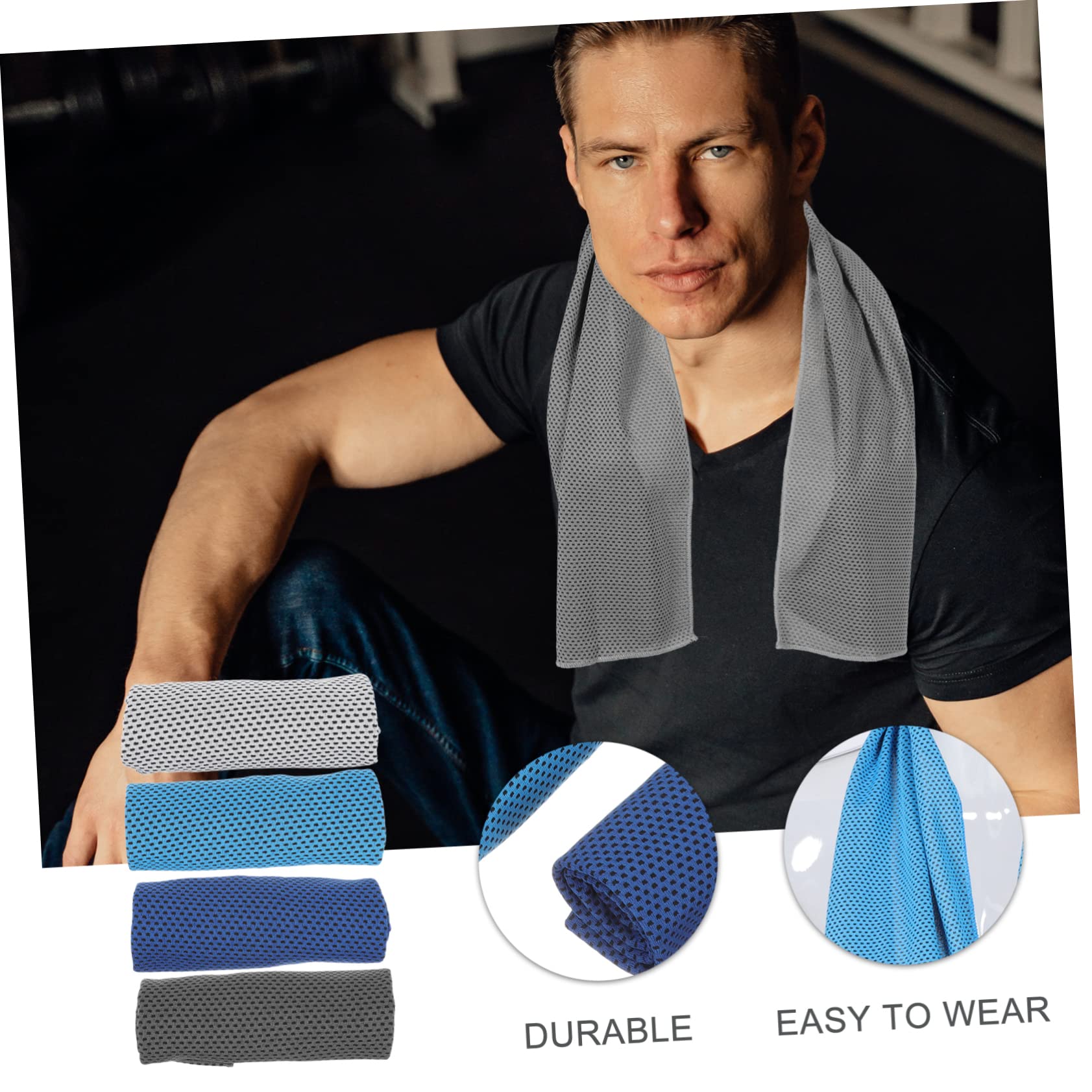 INOOMP 8 Pack Cooling Microfiber Towels - Quick Dry Travel & Sports Towel for Neck, Face & Body - Perfect for Gym, Hiking, Yoga & Outdoor Activities