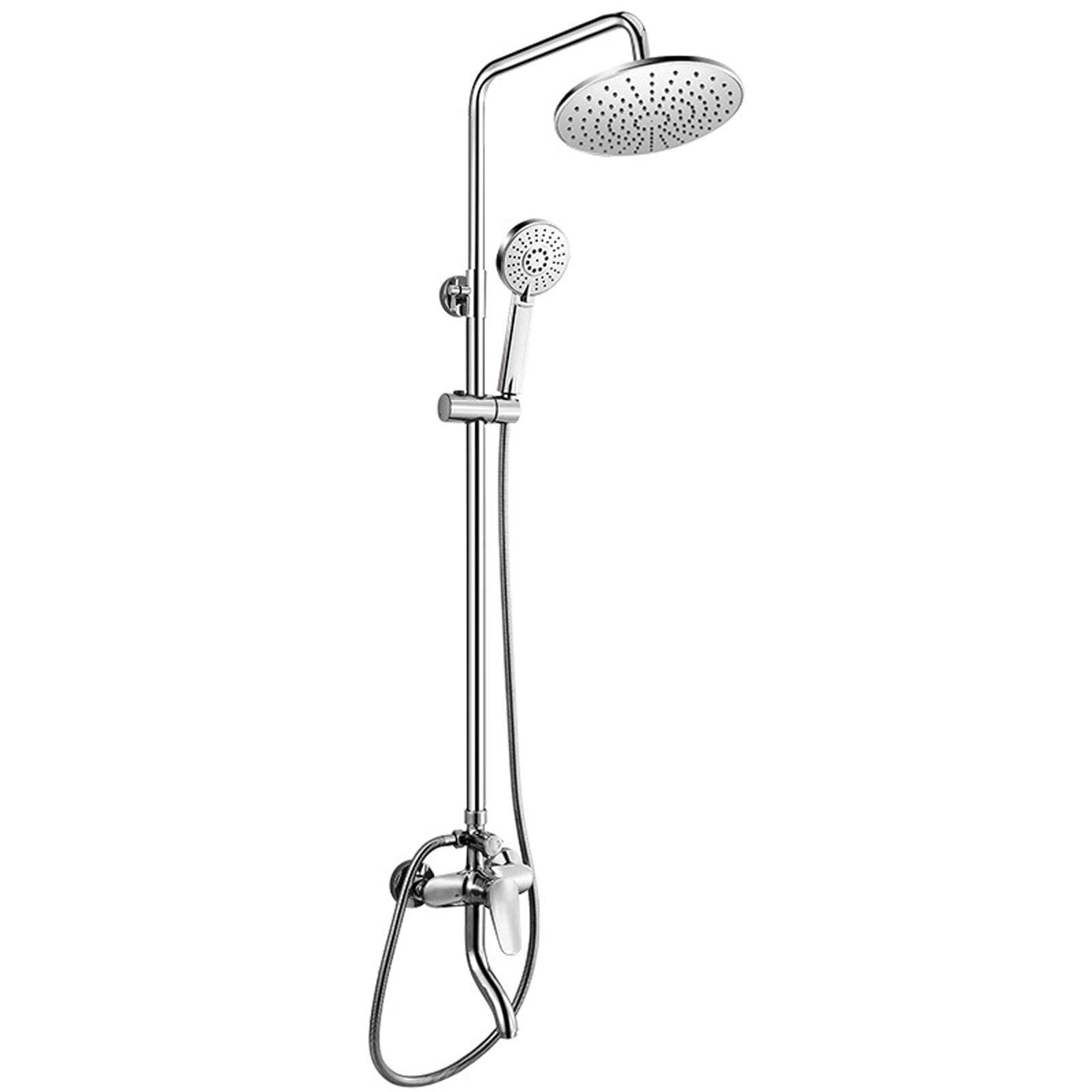 GELISURE Rainfall Shower System - Chrome Wall Mounted Brass Shower Set with Adjustable Height Shower Mixer & Overhead Shower Head - Perfect for Bathroom, Hotel, and Spa Luxury Shower Experience