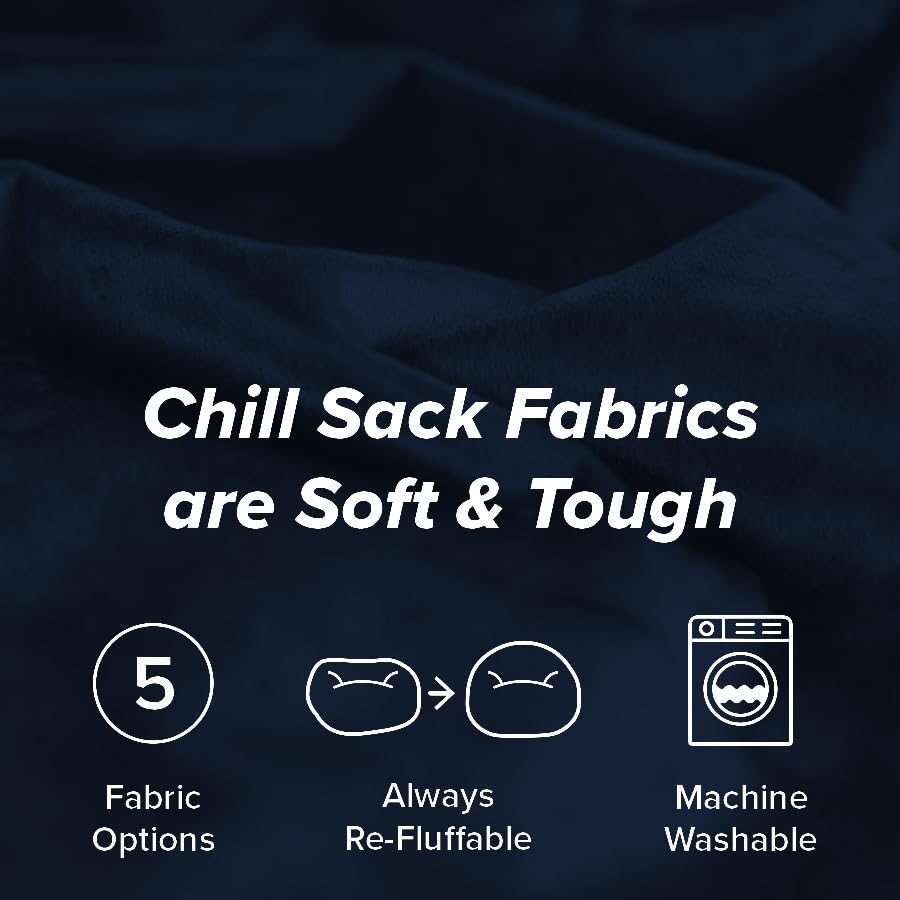 Chill Sack Giant 5-Foot Memory Foam Bean Bag Chair - Ultra Soft Microfiber Cover in Midnight Blue - Perfect for Living Rooms, Game Rooms & Dorm Lounging