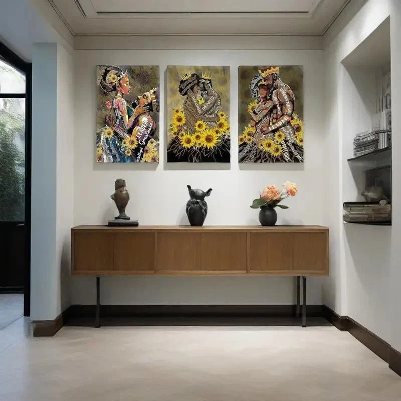 3-Piece Black Sunflower Metal Wall Art for Men & Couples - Ready to Hang Home Decor - Perfect for Bedroom, Living Room & Office Wall Decor