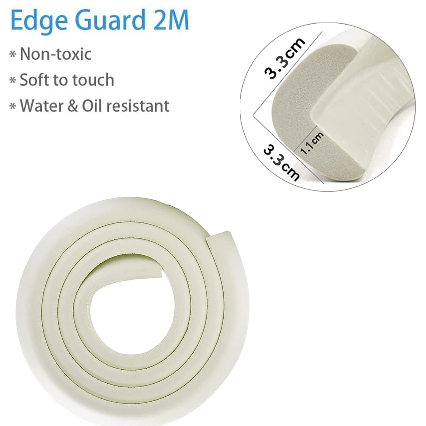 MOWOK Thick Foam Corner Edge Protectors - 6.6 Ft Baby Proofing for Home Furniture, Table Edge Cushion Guards with 3M Tape (White) - Perfect for Child Safety & Corner Protection in Living Rooms, Nurseries & Offices
