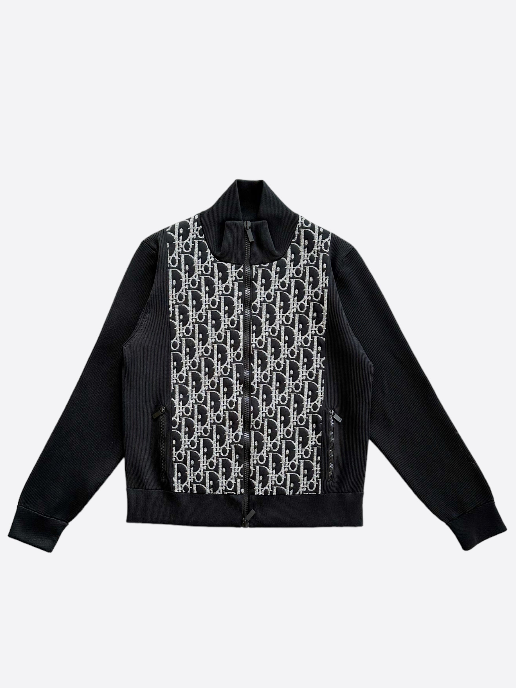 Dior Black & White Oblique Zip Up Track Jacket for Men - Stylish Designer Sportswear for Running, Gym & Casual Wear
