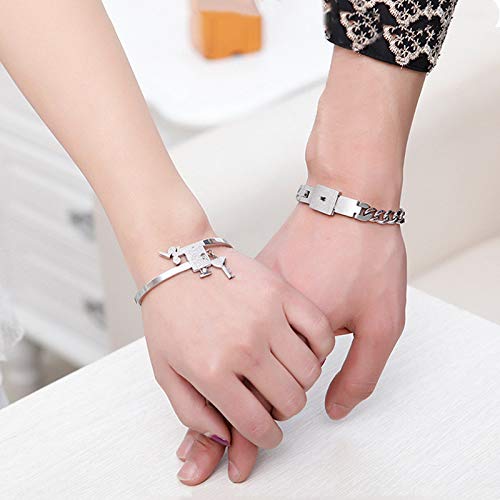 SONGCHANGJEWELRY Lock and Key Couples Bracelets Set - Matching BFF Friendship Bracelets for 2, Romantic Valentine's Day Gift, Birthday Present, Christmas, Wedding & Anniversary Jewelry - Perfect for Couples, Best Friends & Special Occasions
