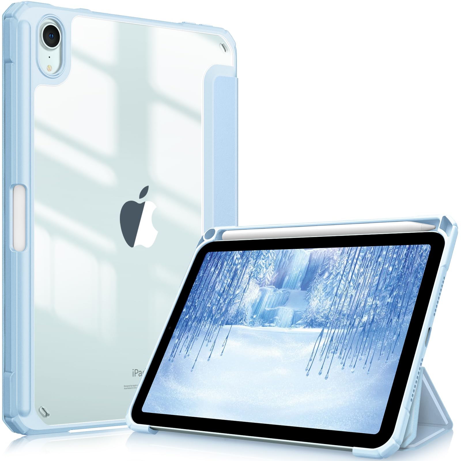 Fintie Hybrid Slim Case for iPad Mini 7 (A17 Pro, 7th Generation 2024) & iPad Mini 6 (6th Gen 8.3 Inch) - Shockproof Clear Transparent Back Cover with Built-in Apple Pencil Holder - Perfect for Work, School & Travel Protection
