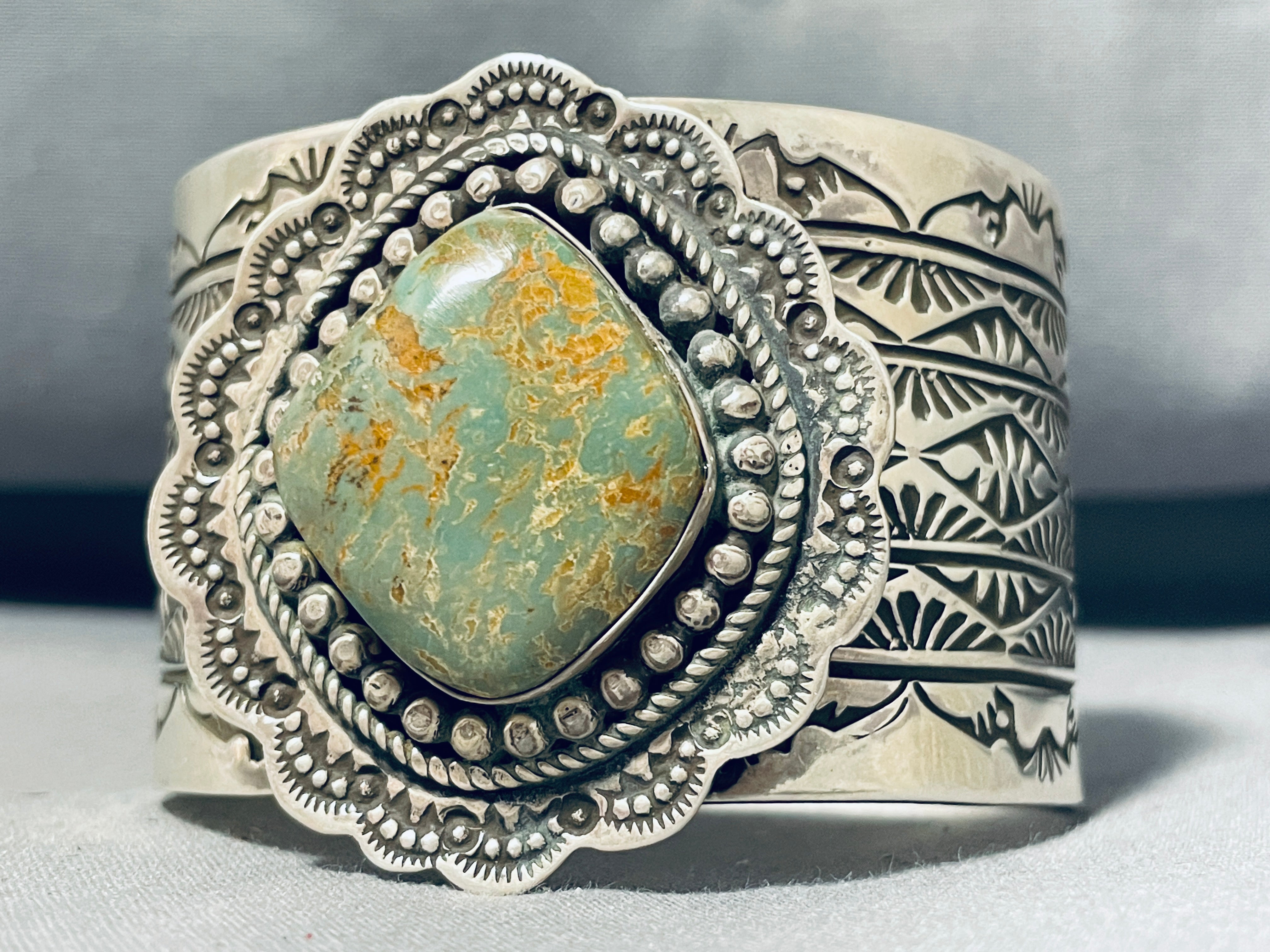 132 Grams Authentic Navajo Royston Turquoise Sterling Silver Handmade Signed Bracelet - Perfect for Boho Fashion, Native American Jewelry Collectors & Gift Giving