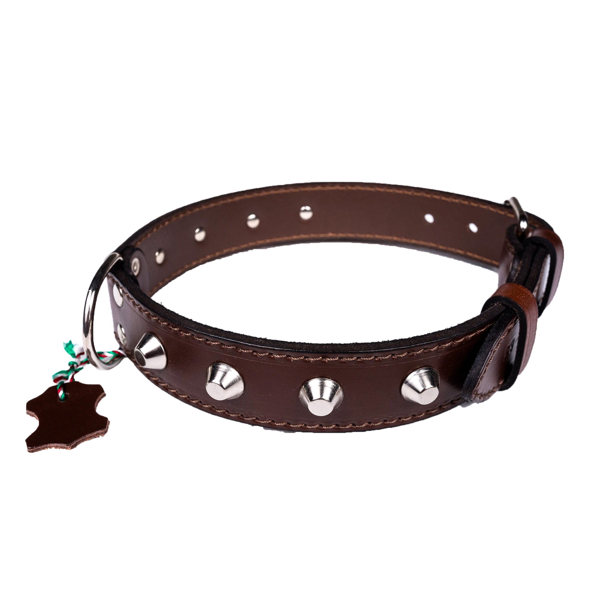 Italian Leather Studded Dog Collar - Large Size, Durable & Stylish for Medium to Large Dogs - Perfect for Training, Walking & Fashion Accessories