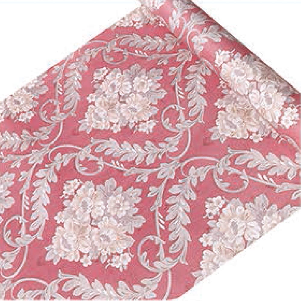 ZAMNEA 17.8 x 78 Inches Self-Adhesive Shelf Liner - Non-Slip Drawer Liner for Kitchen Cabinets, Dressers & Shelves - Floral Damask Pattern Home Decor - Perfect for Organizing Pantry, Bathroom & Office Spaces