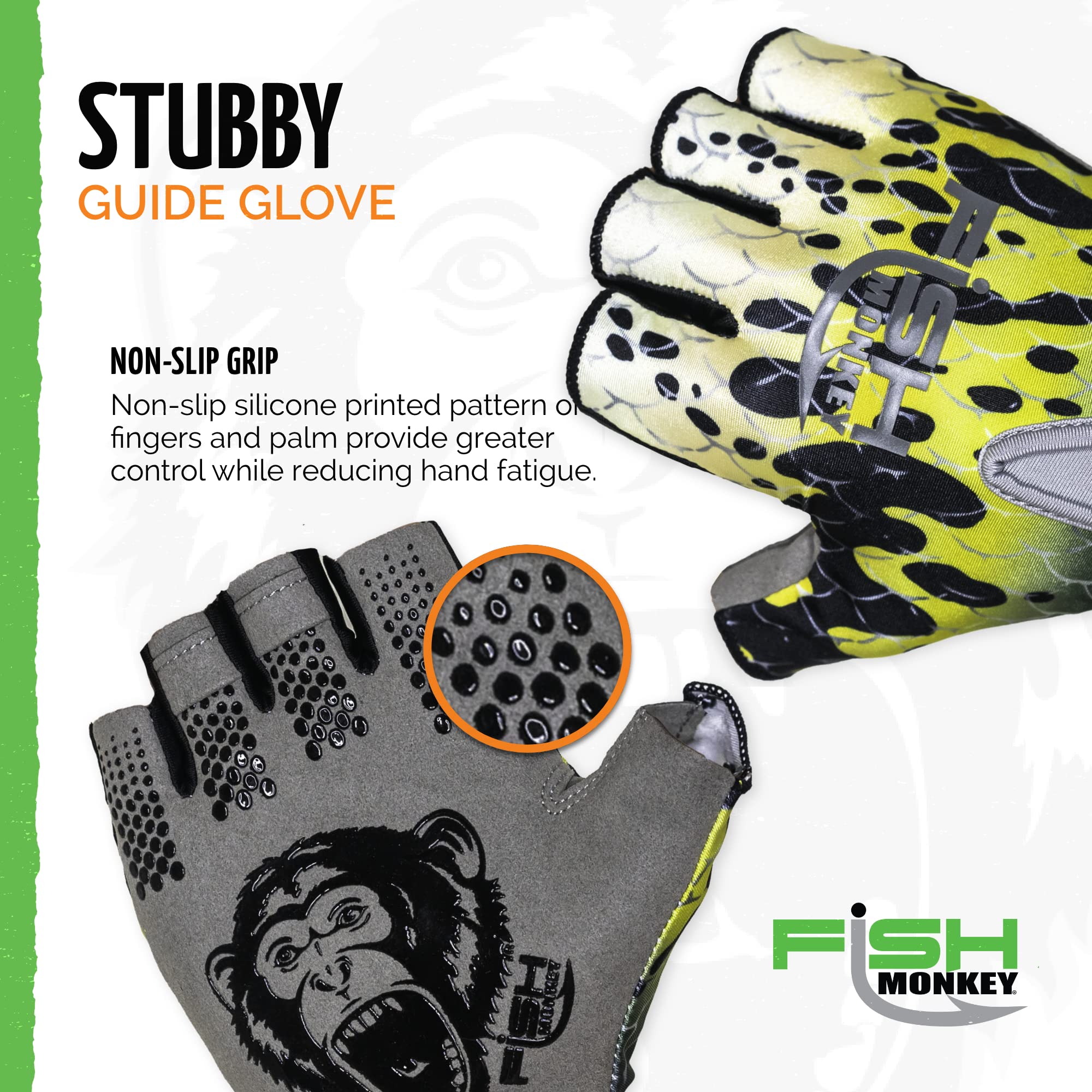 Fish Monkey FM18 Stubby Gloves - Durable Fishing Gloves for Saltwater & Freshwater - Non-Slip Grip, Cut-Resistant, UV Protection - Perfect for Kayak Fishing, Ice Fishing & Offshore Angling