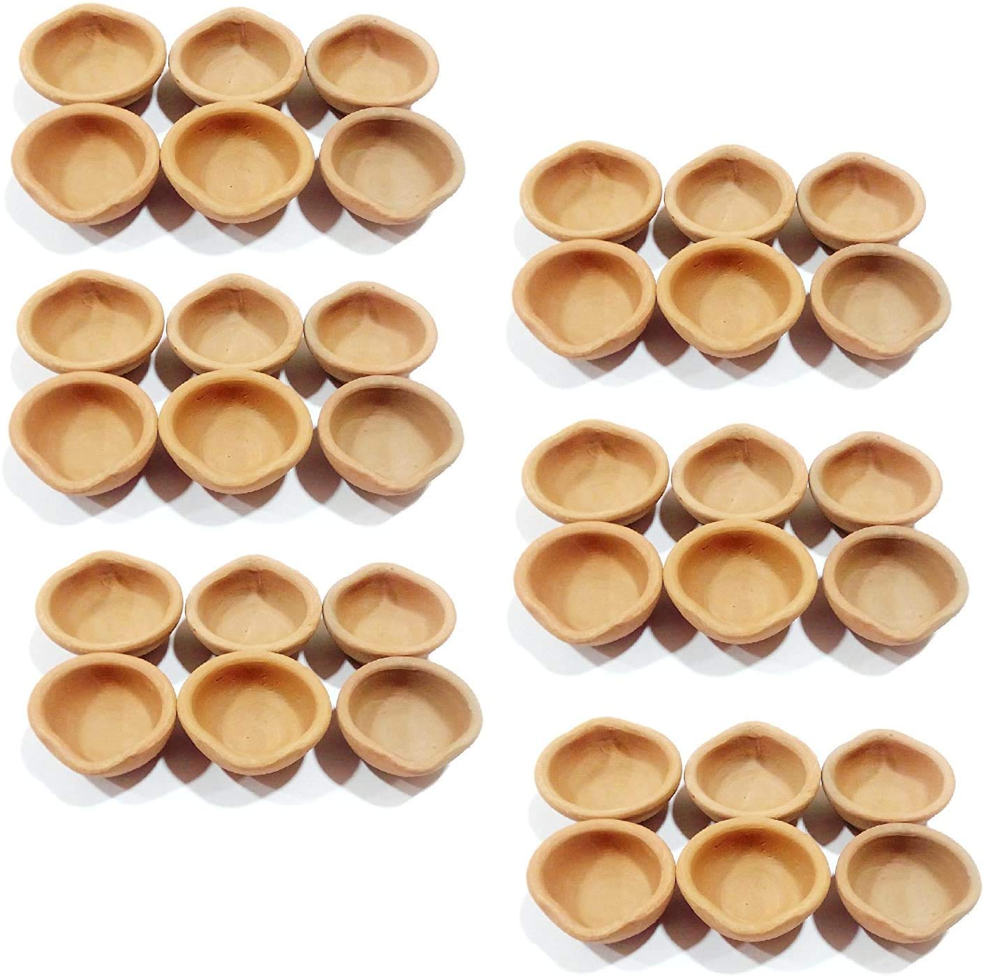 50 Pack Handcrafted Indian Clay Oil Lamps (Diyas/Deepak) - Eco-Friendly Terracotta Tea Lights for Diwali, Weddings, Home Decor & Temple Pooja Ceremonies